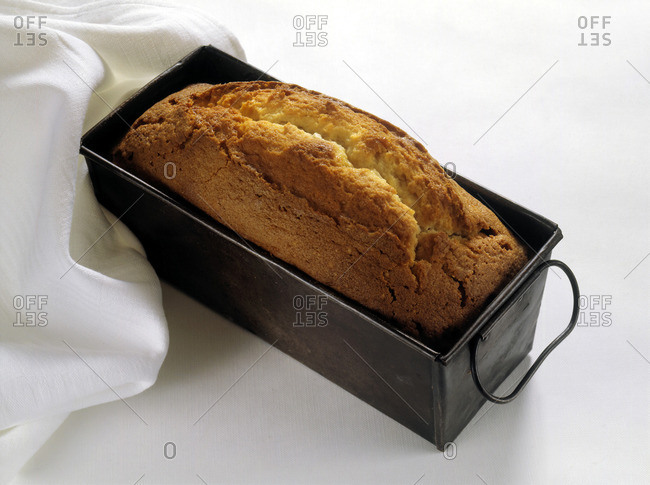 Grandma's butter cake in a loaf tin