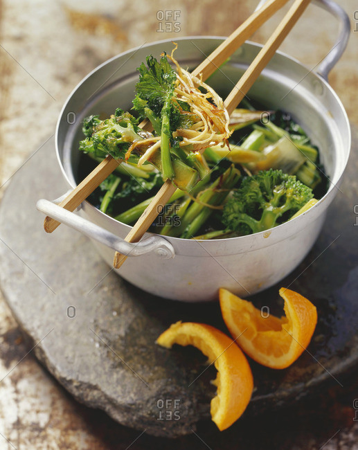 Chinese broccoli with orange sauce