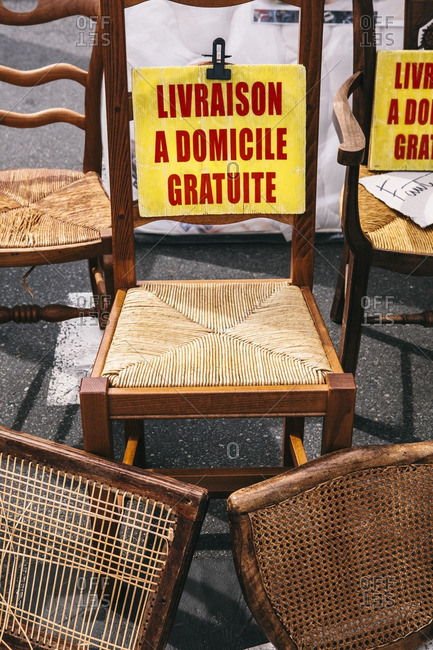 Woven chairs at flea market