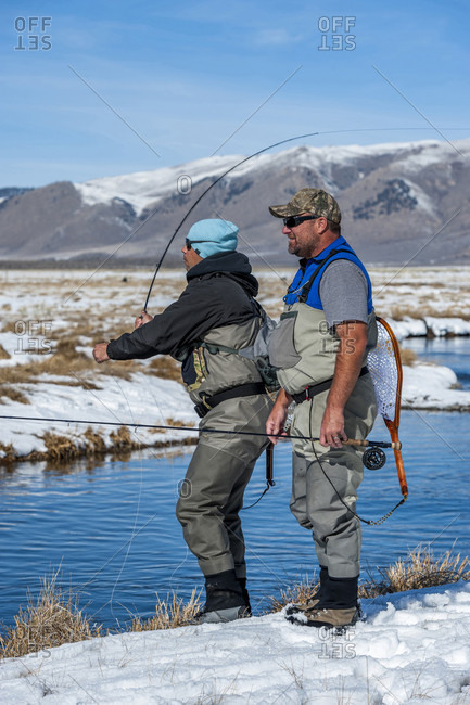 Two Fishermen Fly Fishing On The Upper Owens River