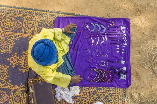 Africa - September 27, 2007: Jewelry seller in market, Niger