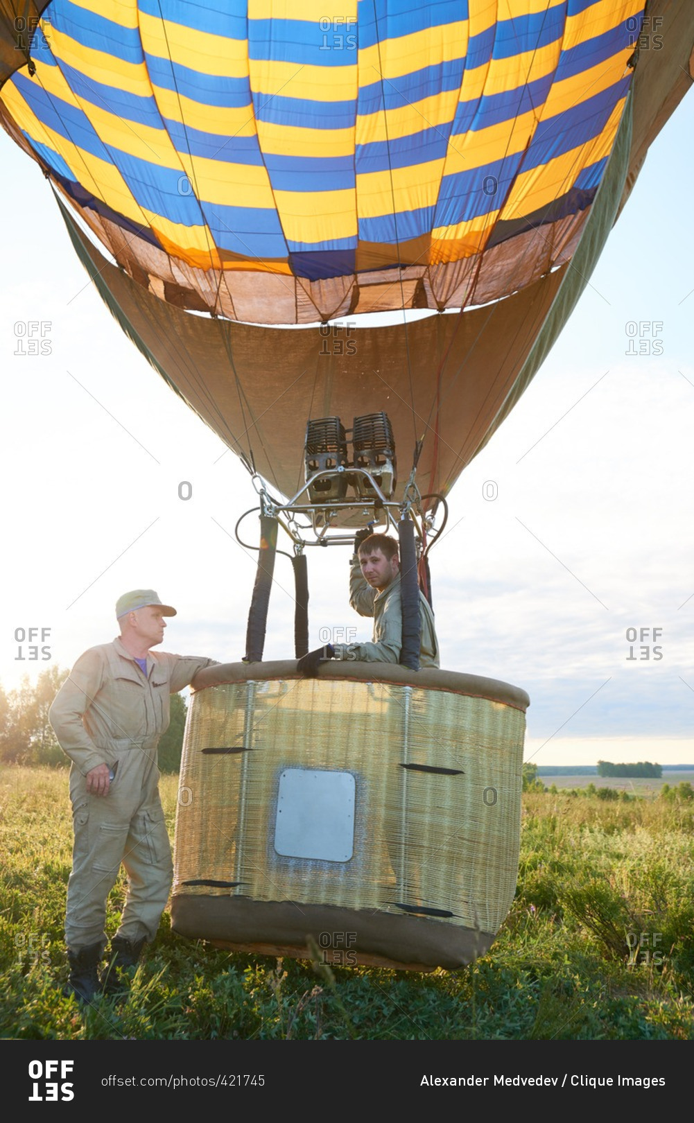Hot air balloon crew a their aircraft
