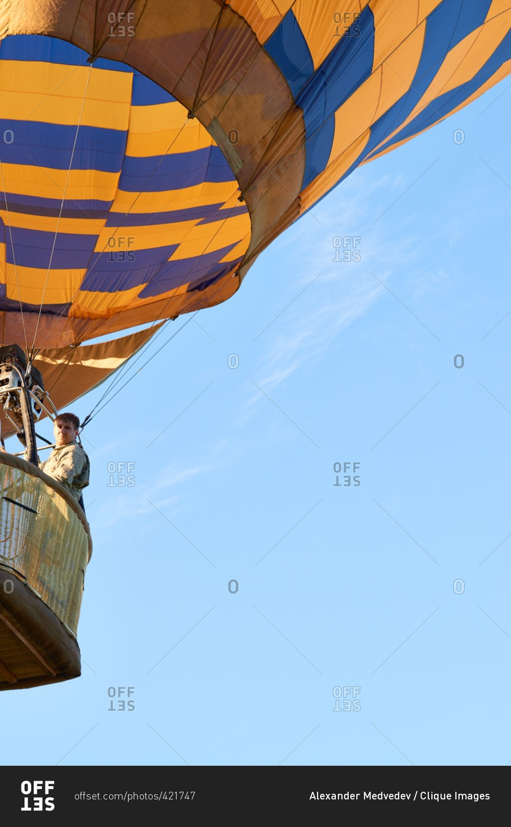 Man floating in his hot air balloon