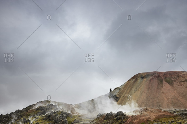 Fog surrounding Icelandic mountains