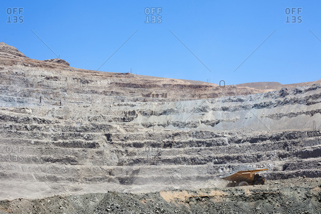 Huge Dump Truck in Open Pit Copper Mine, Northern Chile