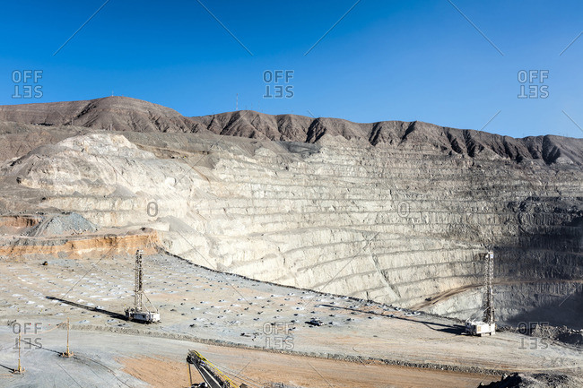 Drilling and Explosive Loading at Open Pit Copper Mine in Northern Chile
