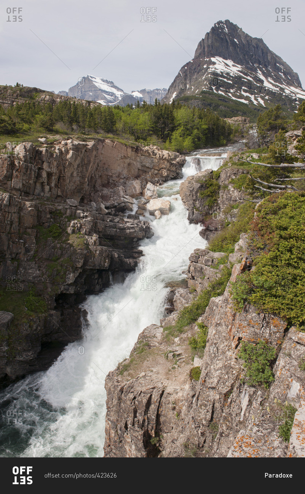 Waterfall in Glacier National Park, Montana, USA
