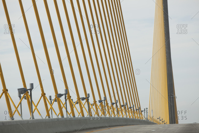 USA, Florida, Tampa, Sunshine Skyway Bridge, close-up of cable supports