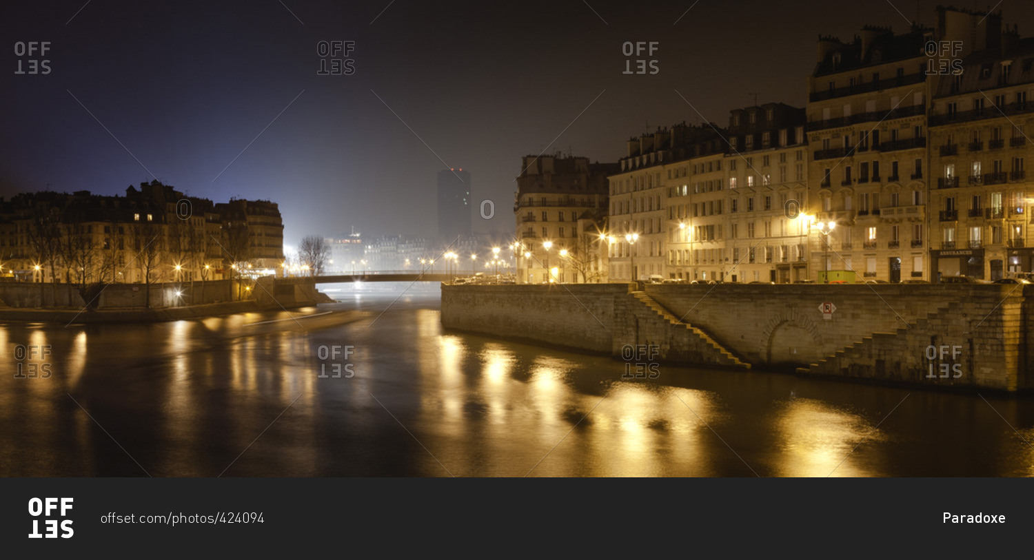 France, Paris, Seine River at night