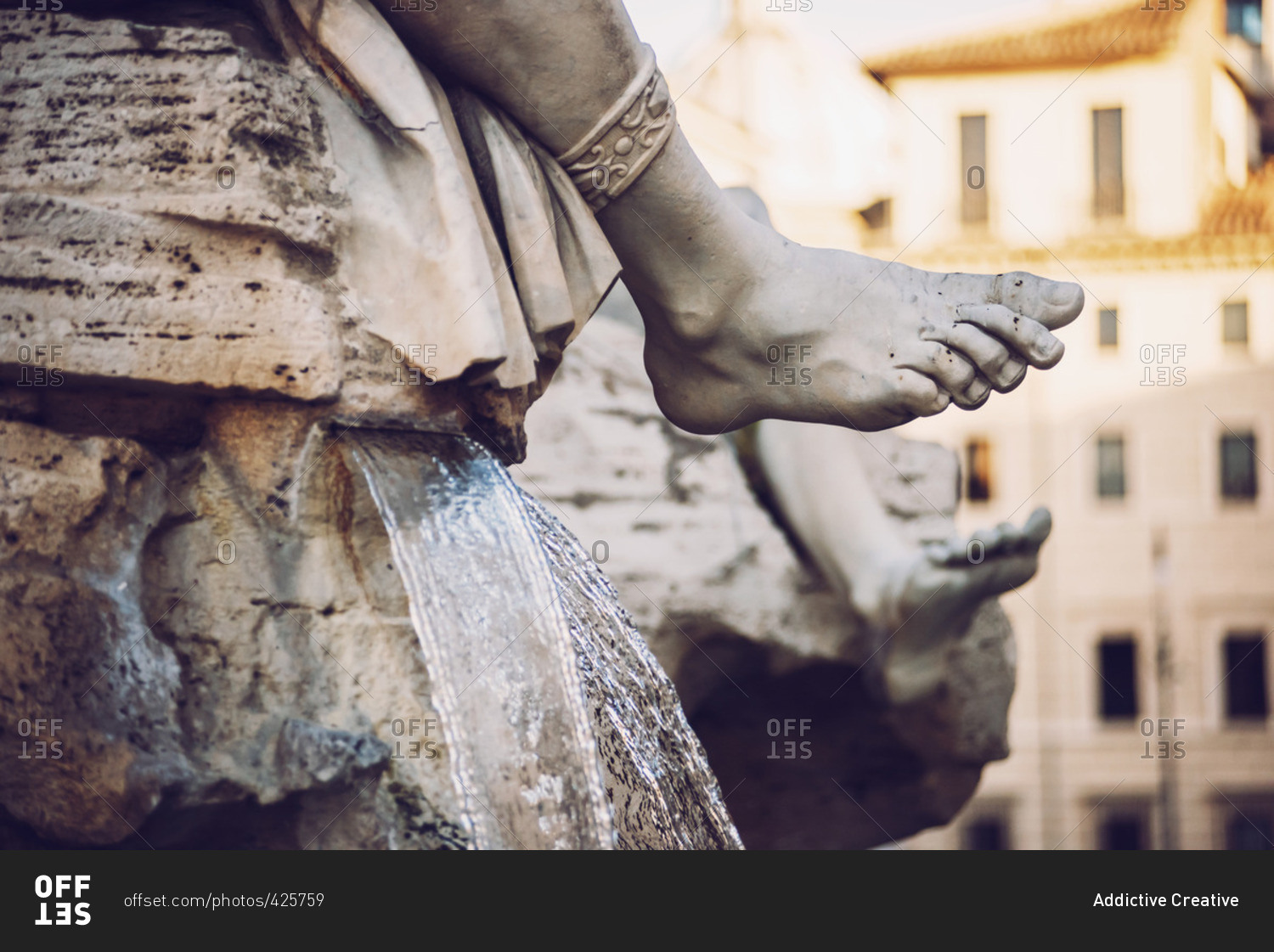 Detail of fountain in Piazza Navona, Rome, Italy