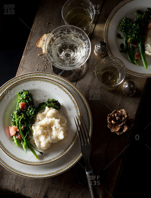 Winter Meal with Broccoli, Bacon and Polenta
