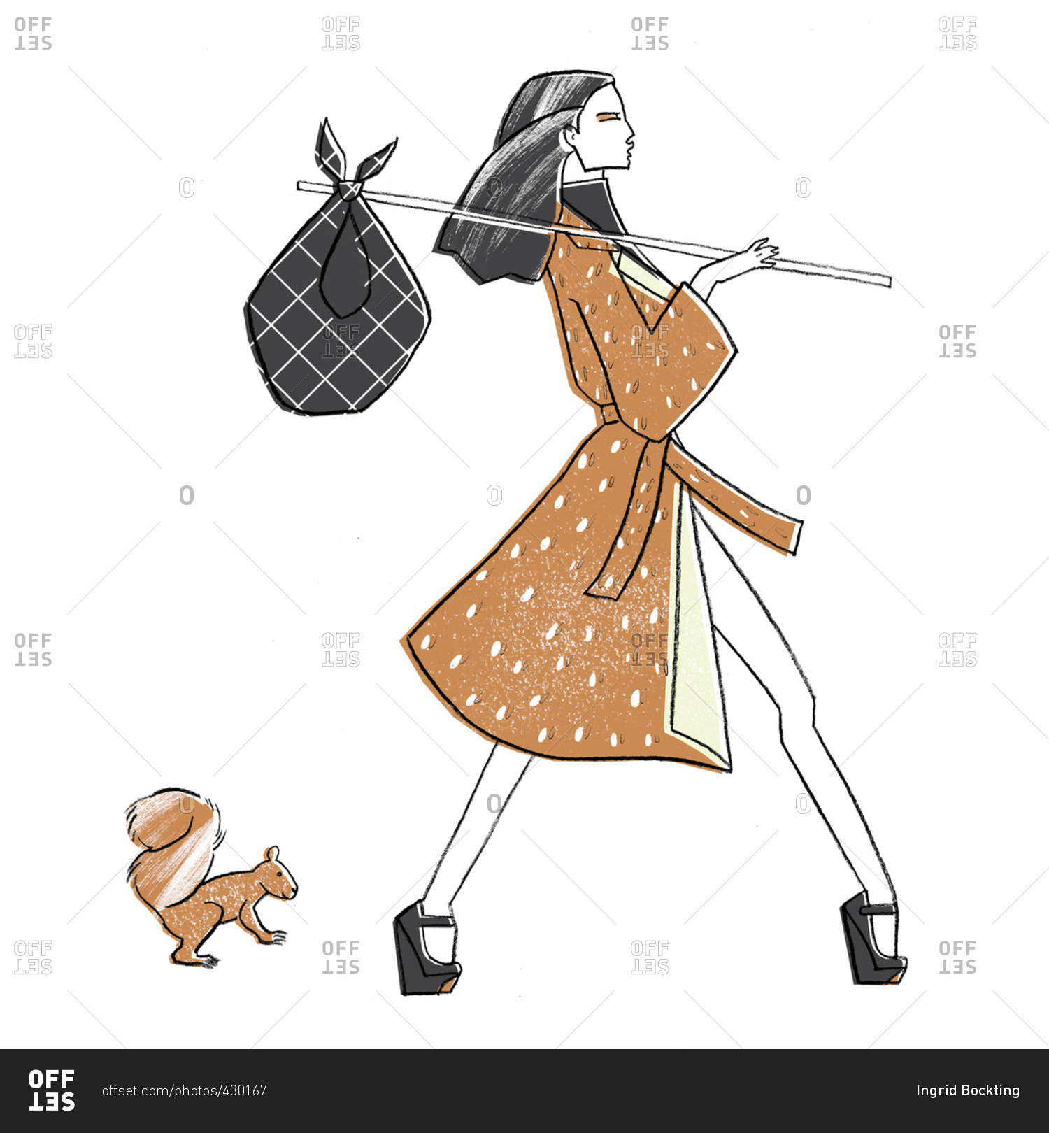 Woman carrying hobo bag stock photo OFFSET