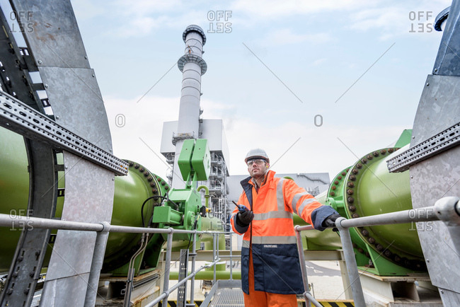 Portrait of worker at pumping station in gas-fired power station