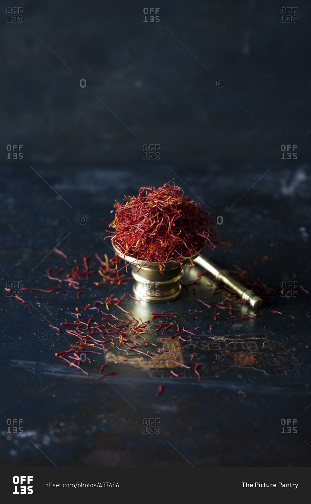 Saffron spice in a gold dish