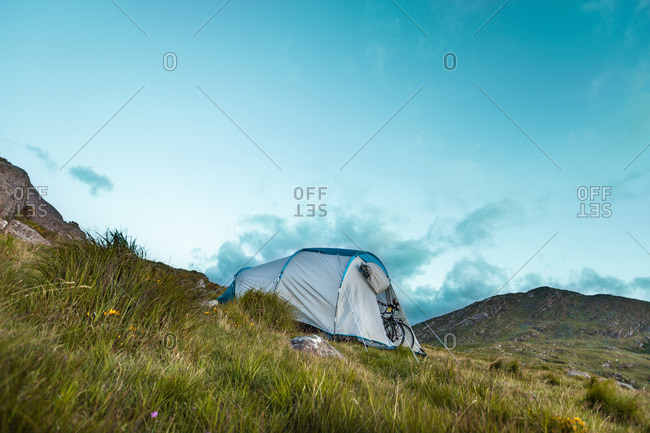 Tent pitched in the mountains of Ireland