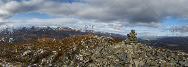 A view across the Cairngorms in Scotland from the top of Creag Dubh near Newtonmore, Cairngorms National Park, Scotland, United Kingdom, Europe