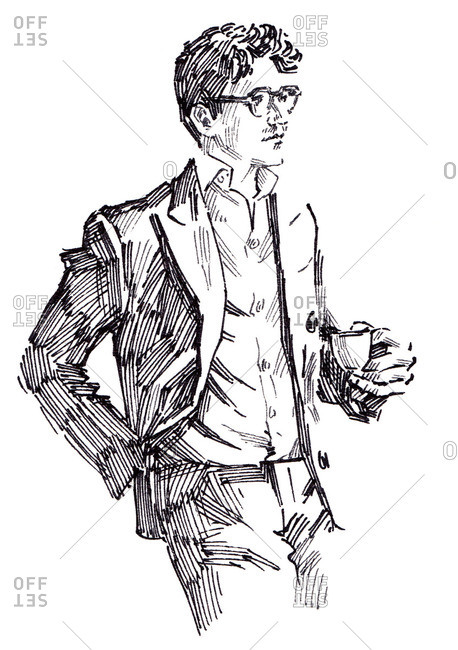 man in suit drawing stock photos - OFFSET