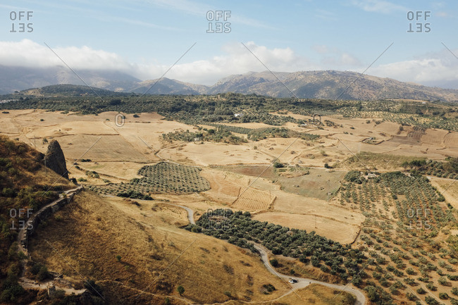 Scenic view of the Spanish countryside with a winding road