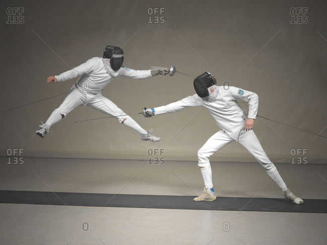 October 12, 2015: Two fencers fighting