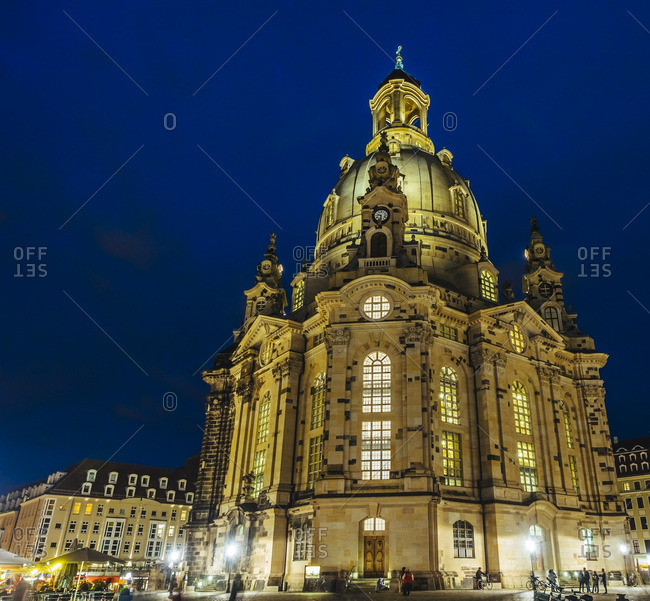 Germany- Saxony- Dresden- Church of Our Lady at night