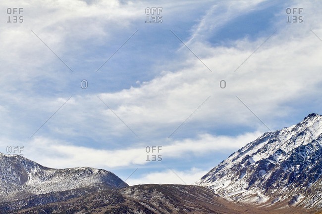 Snowy barren peaks in the mountains