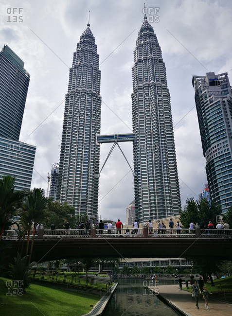 Kuala Lumpur, Malaysia - October 14, 2016: Petronas Twin Towers with connecting skybridge