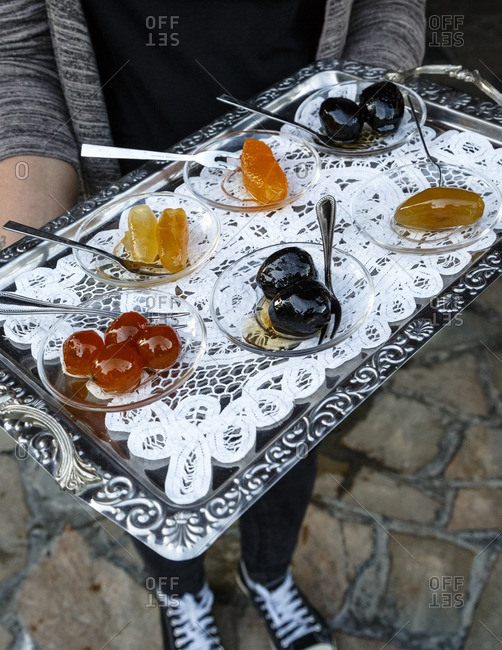 Person holding sweet products of Nikis Sweets, Agros, Cyprus