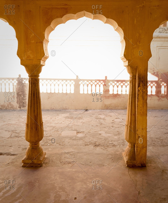 Jaipur, Rajasthan , India - December 3, 2009: Ornate Indian arch and ...