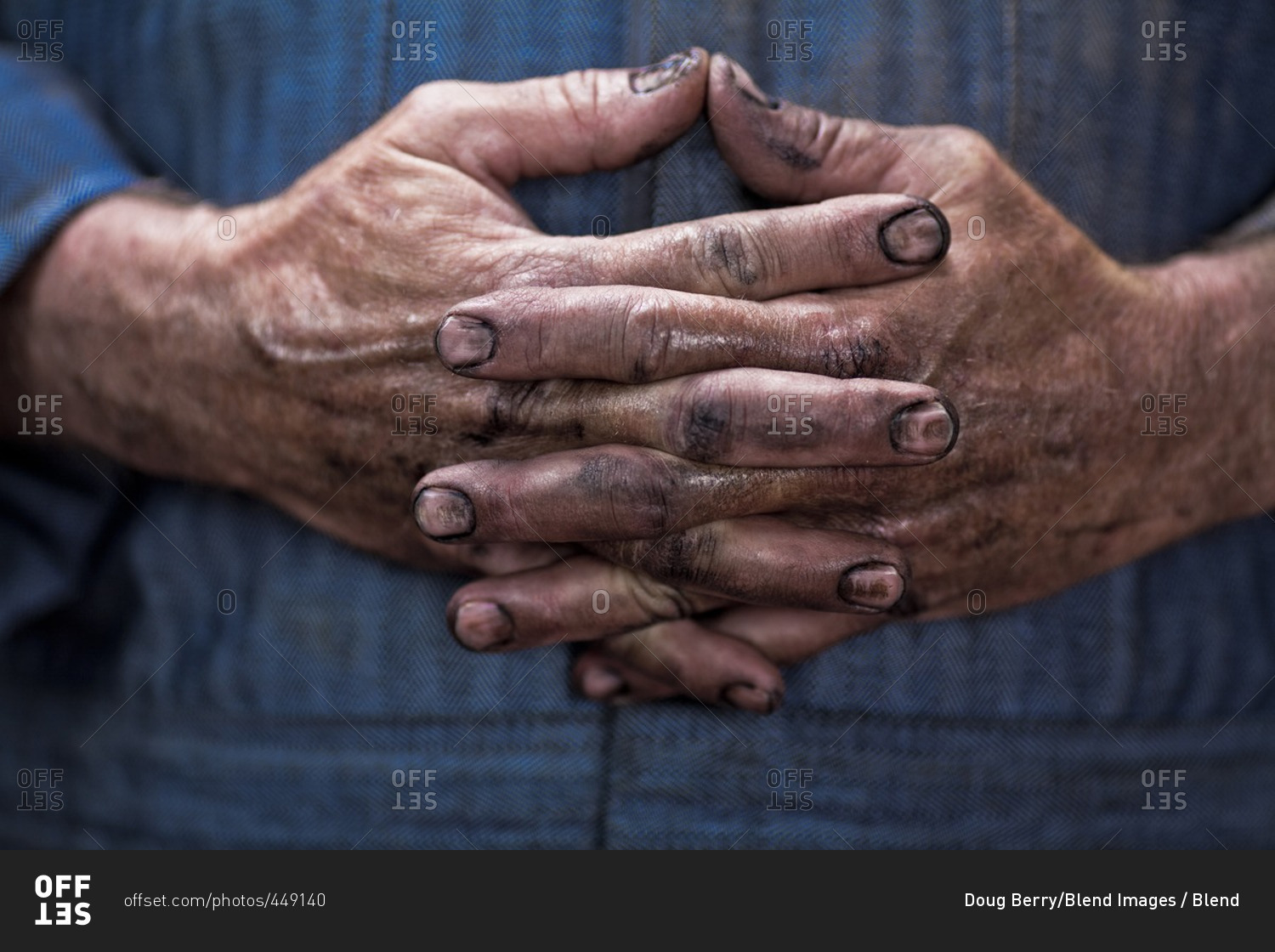 Close up of Caucasian mechanic's dirty hands stock photo OFFSET