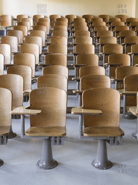 Rows Of Desks In Classroom Stock Photo Offset