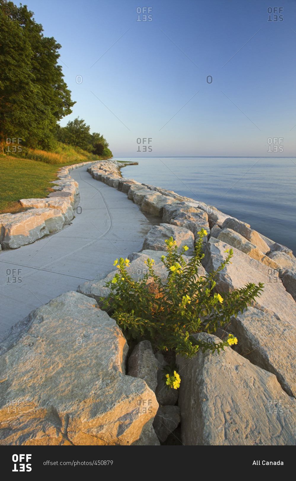 Stone path along the shore of Lake Ontario, Niagara-on-the-Lake, Ontario, Canada