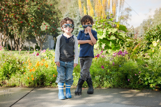 Two boys with sunglasses on