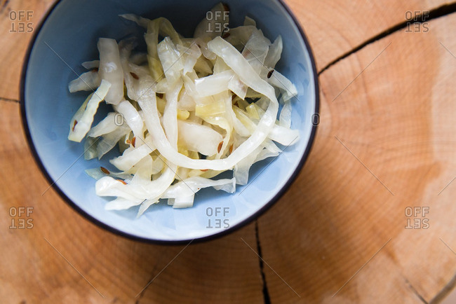Pickled cabbage in a bowl