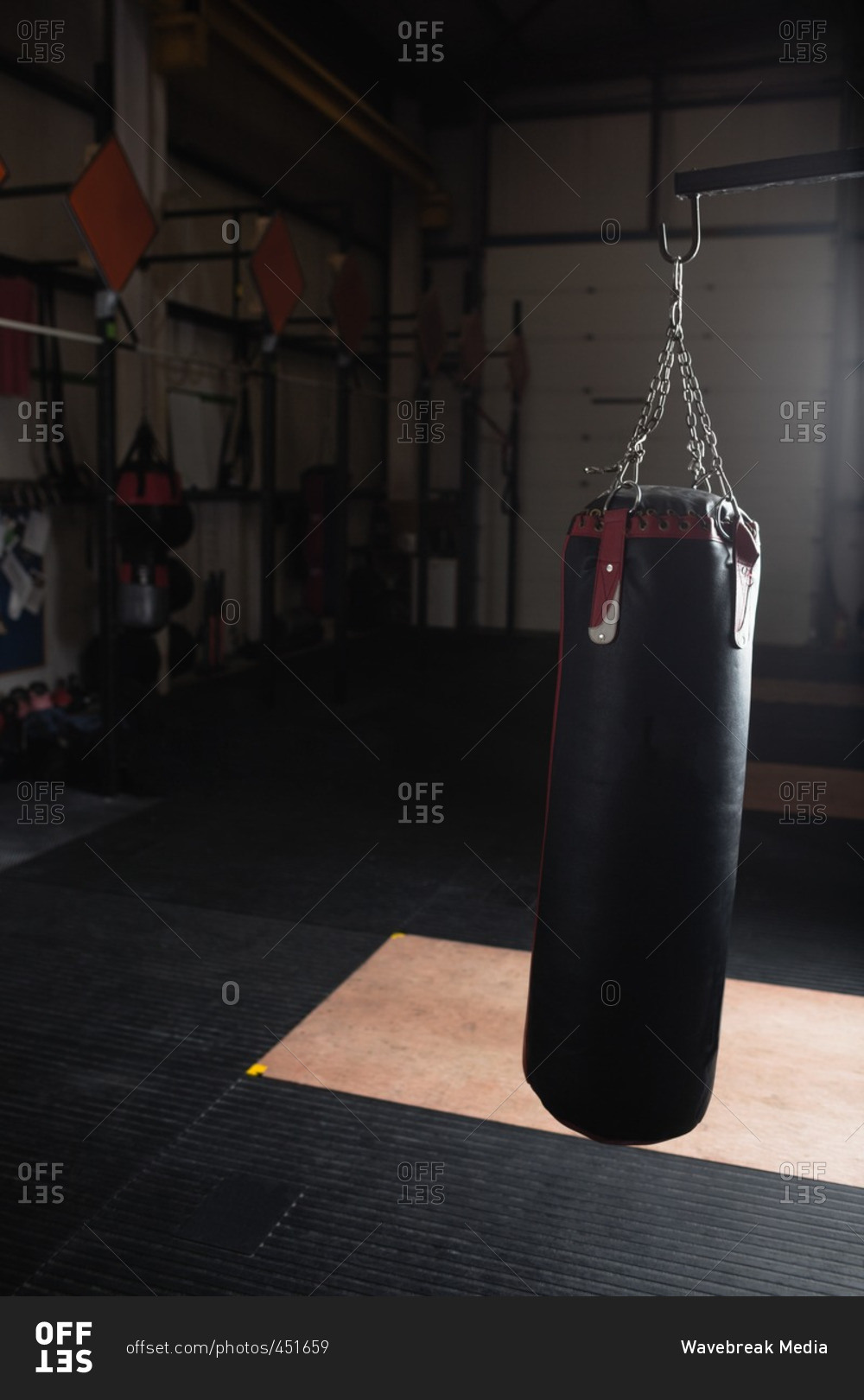Punching bag for boxing or kick boxing sport in fitness studio