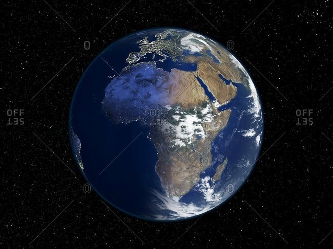 Africa, night-day satellite image