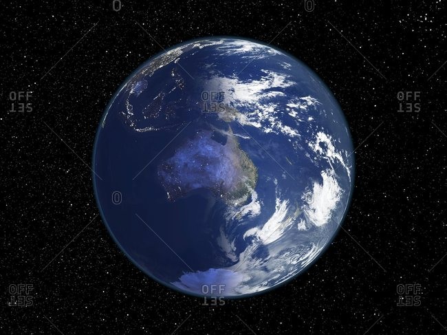 Australia, night-day satellite image