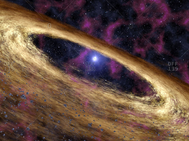 Planetary disc around a pulsar, artwork