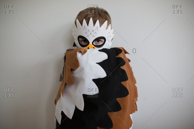 A boy in an eagle costume stock photo - OFFSET