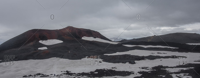 A barren and snowy mountain top