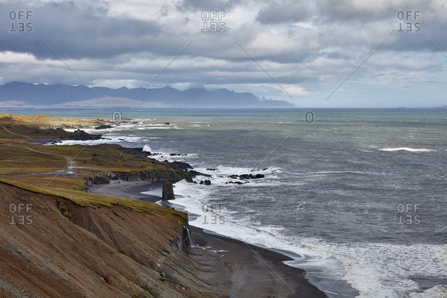 Rugged ocean coastline in Iceland