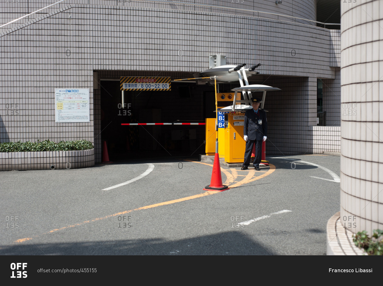 Tokyo, Japan April 2, 2012 Entrance to a parking garage stock photo