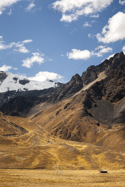 Plain and distant mountain range in Puno, Peru