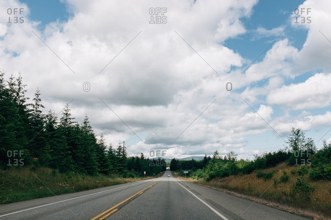 Wide frame of open highway in pacific northwest