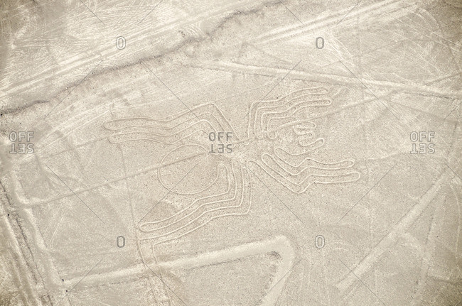 Peru- Nazca- Aerial view of geoglyphs of Nazca and Palpa- UNESCO World Heritage