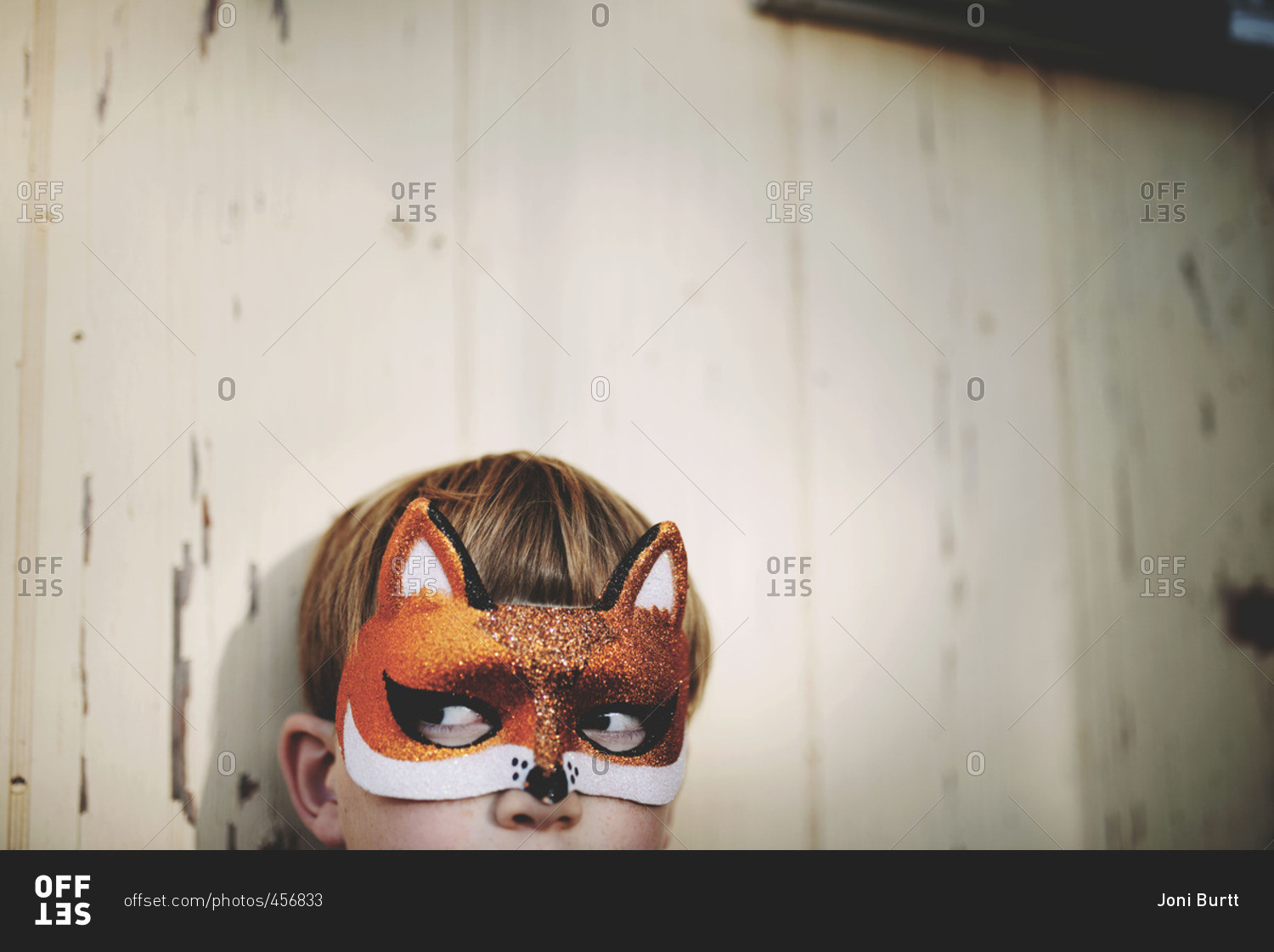 Boy wearing fox mask