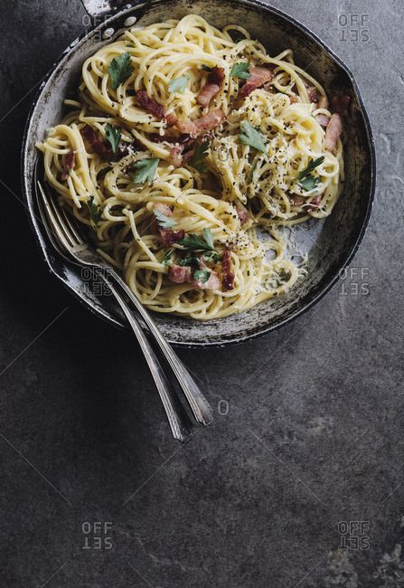 Spaghetti carbonara from the Offset Collection