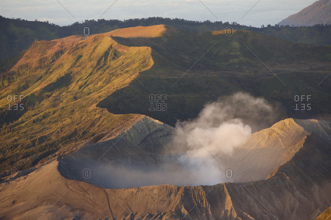 View of Active Mount Bromo volcano inside the Tengger Caldera.