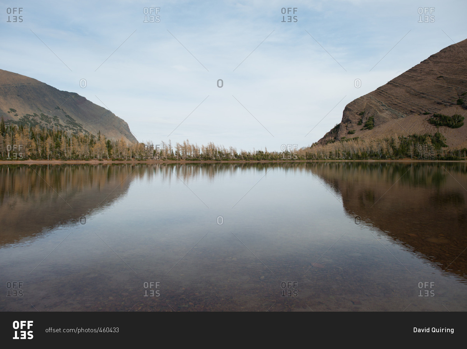 Scenic view of a lake between two mountain ridges