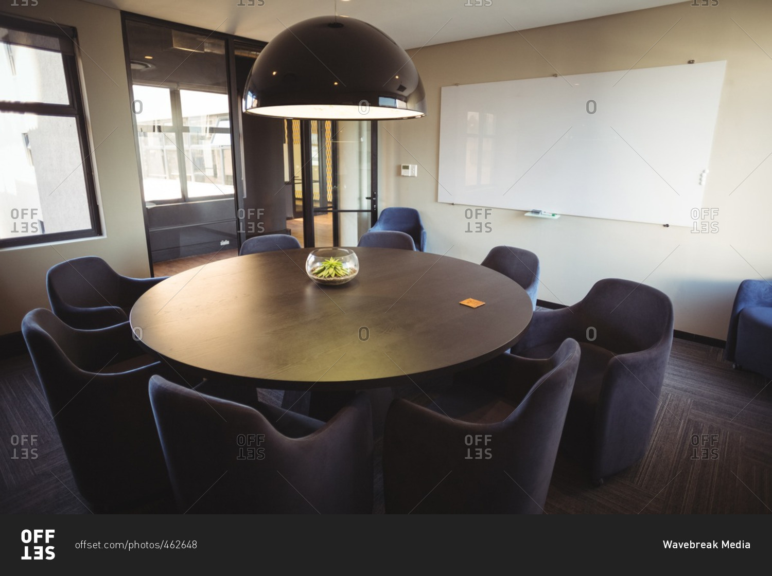 View of modern meeting room in office stock photo - OFFSET