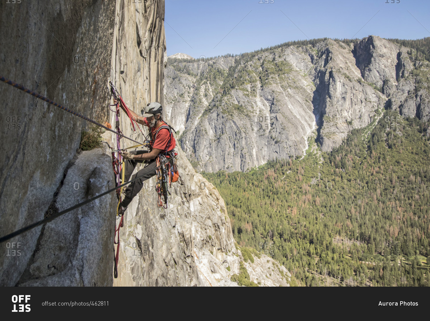 Man Rock Climbing On El Capitan, Yosemite National Park, California